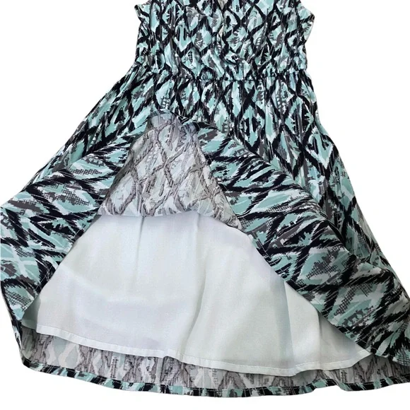 Forever 21 Teal Patterned Keyhole Dress.  Size XS - Picture 6 of 6